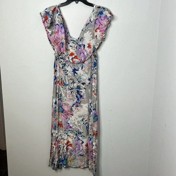 Tolani Kaylie Gray Floral Abstract Viscose Midi Dress - Picture 5 of 8